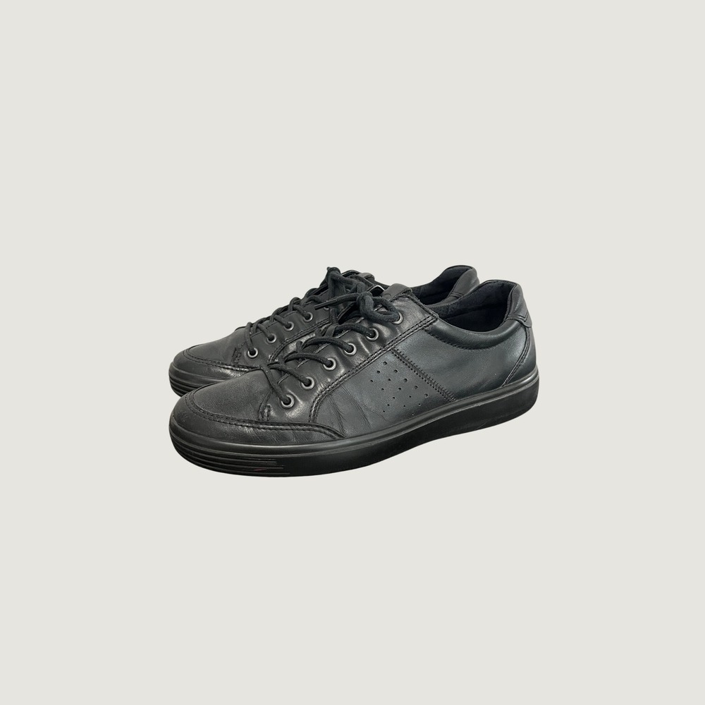 ECCO Soft 7 Mens All Black Leather Sneakers Low Top Shoes Size 8 US 42